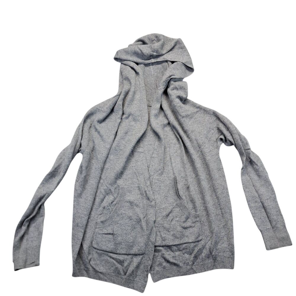Lululemon Cardigan Womens 8 Gray Hooded Open Front Cashmere Blend Sweater